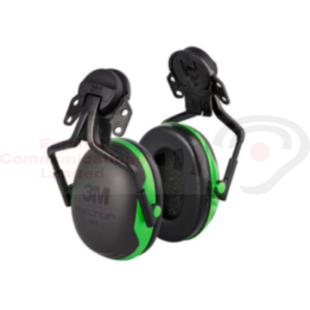 3M PELTOR X1P5E Earmuffs, Green, Helmet Mounted
